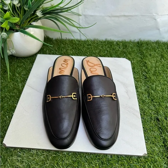 Sam Edelman Linnie Black Leather flat mule women’s size 6