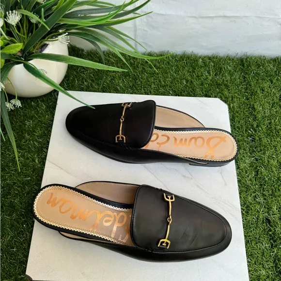 Sam Edelman Linnie Black Leather flat mule women’s size 6