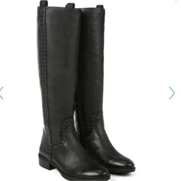Sam Edelman Prina Riding Boots Studded Size 6 Black Leather