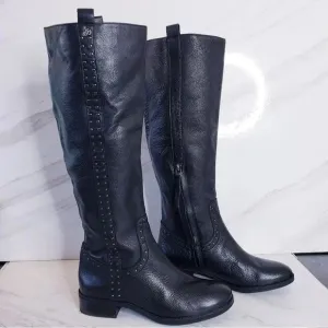 Sam Edelman Prina Riding Boots Studded Size 6 Black Leather