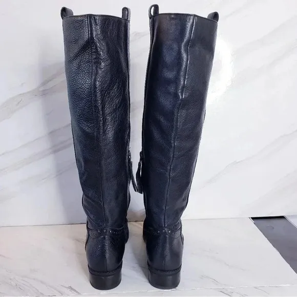 Sam Edelman Prina Riding Boots Studded Size 6 Black Leather