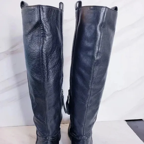 Sam Edelman Prina Riding Boots Studded Size 6 Black Leather