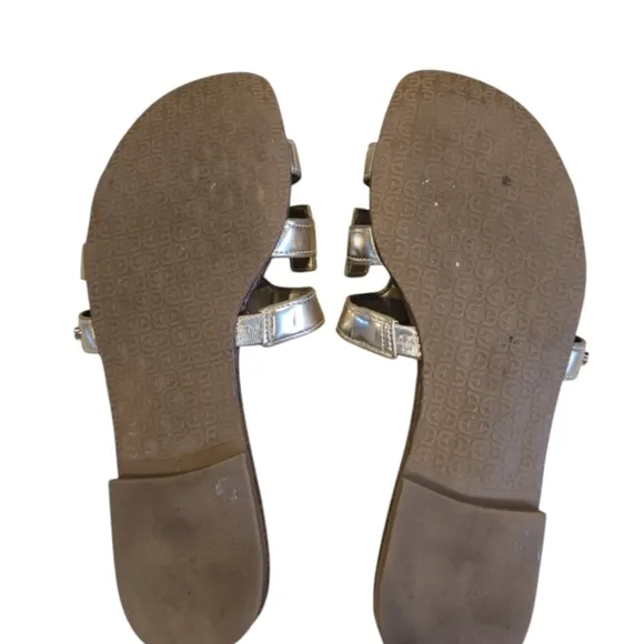 Sam Edelman Size 7 Bay Slide Sandals Brown Leather Molten Gold Upper