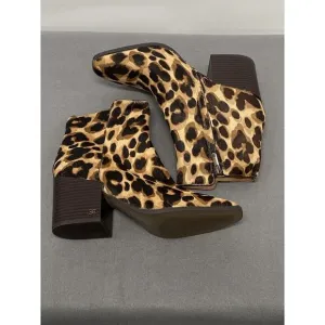Sam Edelman Women’s Cari Leopard Print Calf Hair Ankle Boots Size 9.5