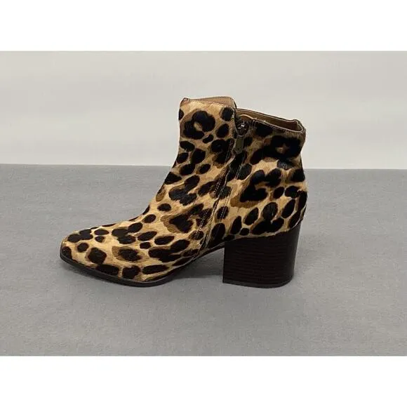 Sam Edelman Women’s Cari Leopard Print Calf Hair Ankle Boots Size 9.5