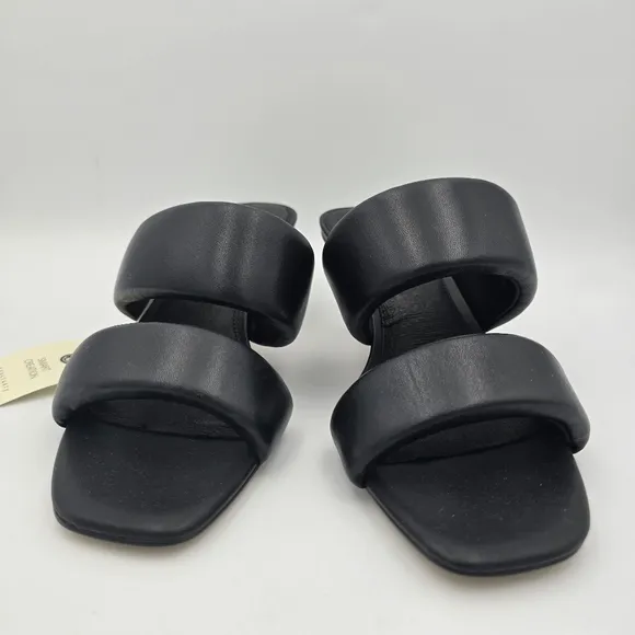 Sanctuary Likely Padded Puff Leather Slide Sandals, Black, Women's 8.5, NWT!