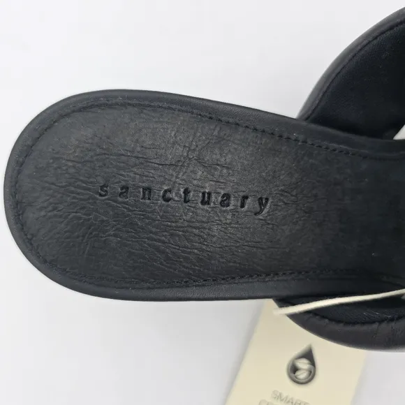 Sanctuary Likely Padded Puff Leather Slide Sandals, Black, Women's 8.5, NWT!