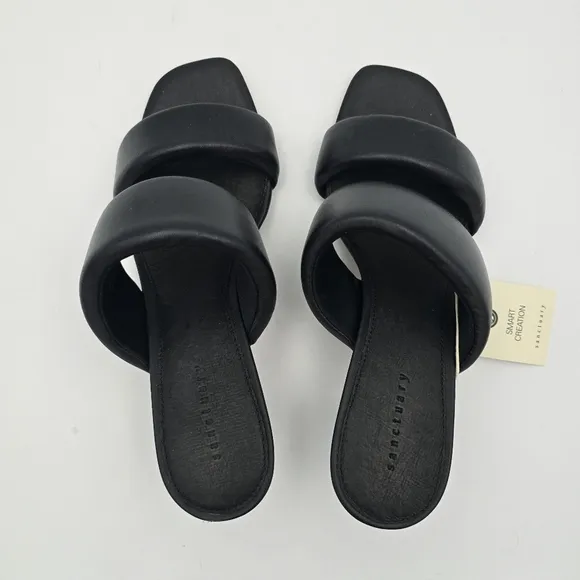 Sanctuary Likely Padded Puff Leather Slide Sandals, Black, Women's 8.5, NWT!
