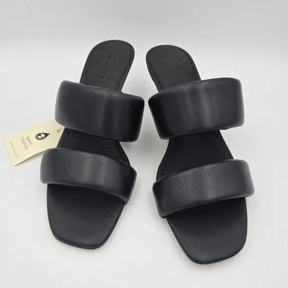 Sanctuary Likely Padded Puff Leather Slide Sandals, Black, Women's 8.5, NWT!