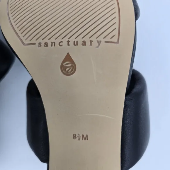 Sanctuary Likely Padded Puff Leather Slide Sandals, Black, Women's 8.5, NWT!