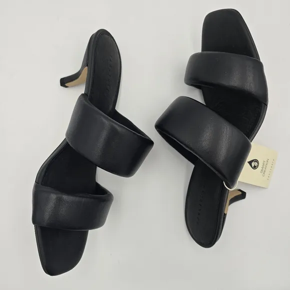 Sanctuary Likely Padded Puff Leather Slide Sandals, Black, Women's 8.5, NWT!