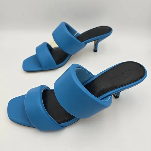 Sanctuary Likely Padded Puff Leather Slide Sandals, Blue Wire, Women's 11M, NWT!