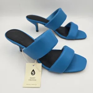 Sanctuary Likely Padded Puff Leather Slide Sandals, Blue Wire, Women's 11M, NWT!