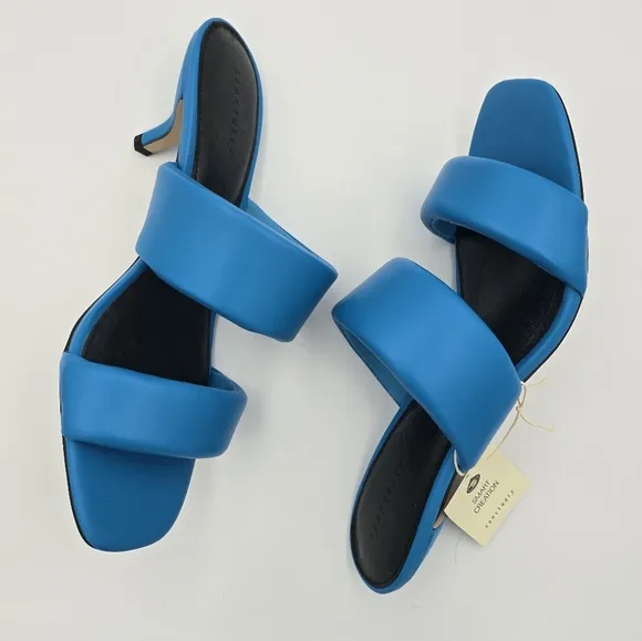 Sanctuary Likely Padded Puff Leather Slide Sandals, Blue Wire, Women's 11M, NWT!