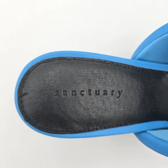 Sanctuary Likely Padded Puff Leather Slide Sandals, Blue Wire, Women's 11M, NWT!