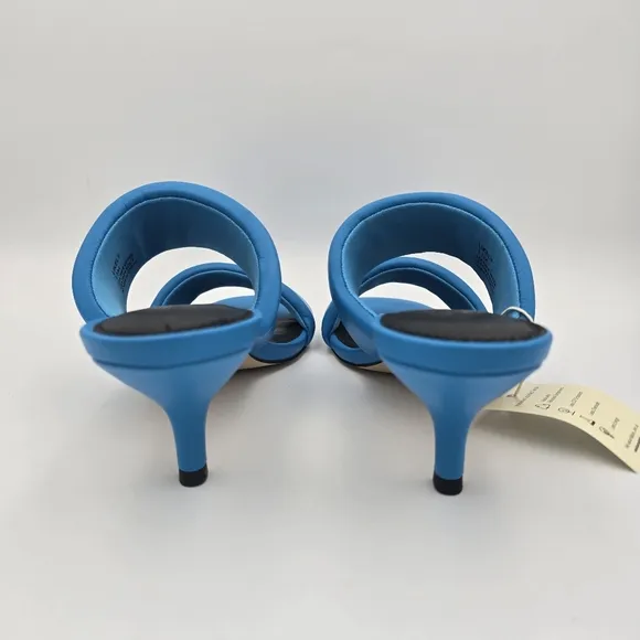 Sanctuary Likely Padded Puff Leather Slide Sandals, Blue Wire, Women's 11M, NWT!