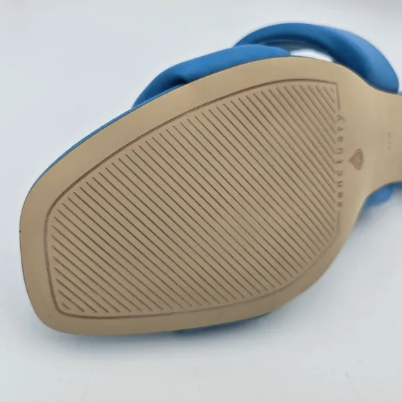 Sanctuary Likely Padded Puff Leather Slide Sandals, Blue Wire, Women's 11M, NWT!
