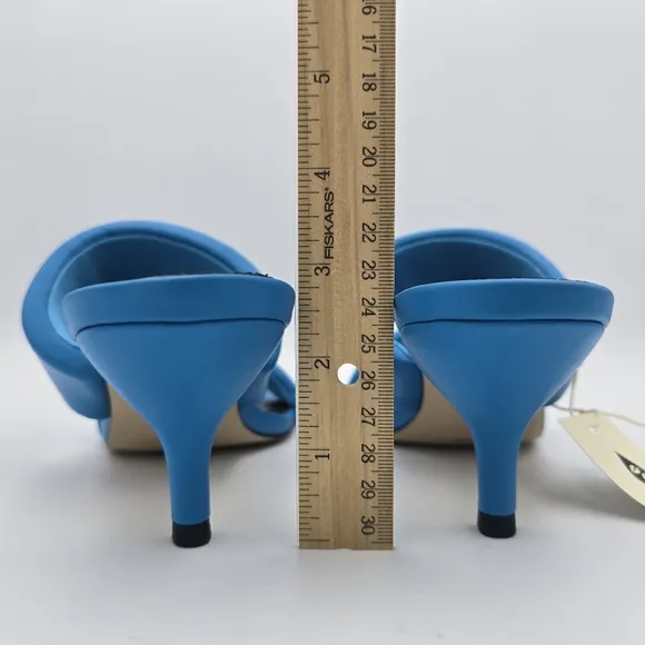 Sanctuary Likely Padded Puff Leather Slide Sandals, Blue Wire, Women's 11M, NWT!