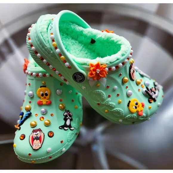 Sandals Clog Girls Mint Green (Size J3) Bugs Bunny Custom Made