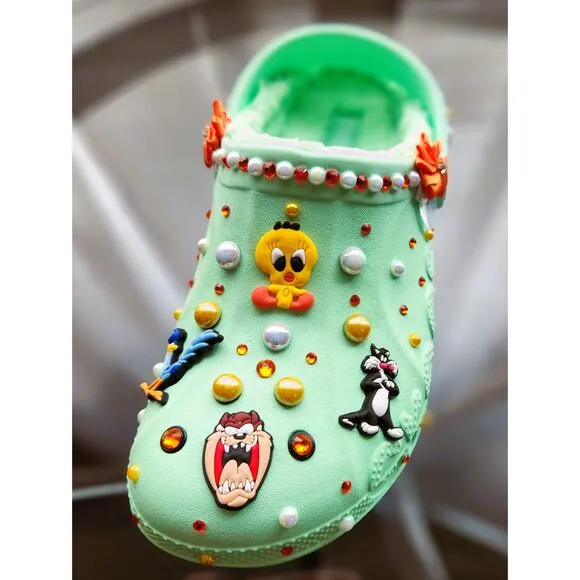 Sandals Clog Girls Mint Green (Size J3) Bugs Bunny Custom Made