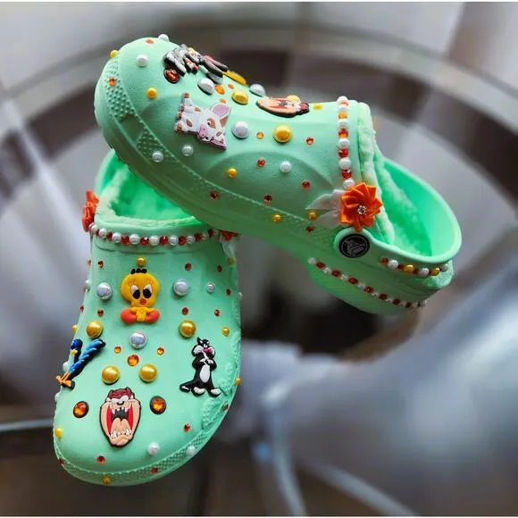 Sandals Clog Girls Mint Green (Size J3) Bugs Bunny Custom Made