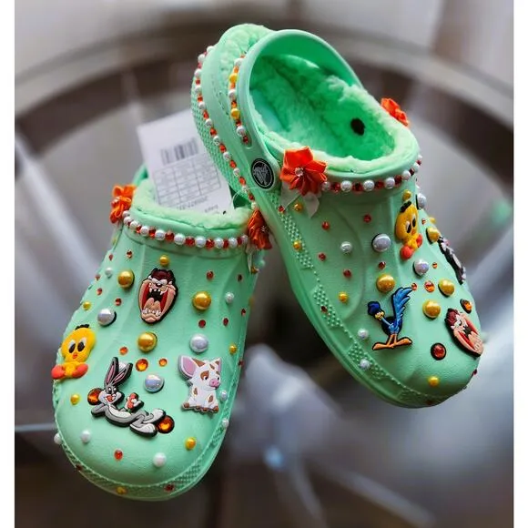 Sandals Clog Girls Mint Green (Size J3) Bugs Bunny Custom Made