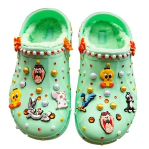 Sandals Clog Girls Mint Green (Size J3) Bugs Bunny Custom Made