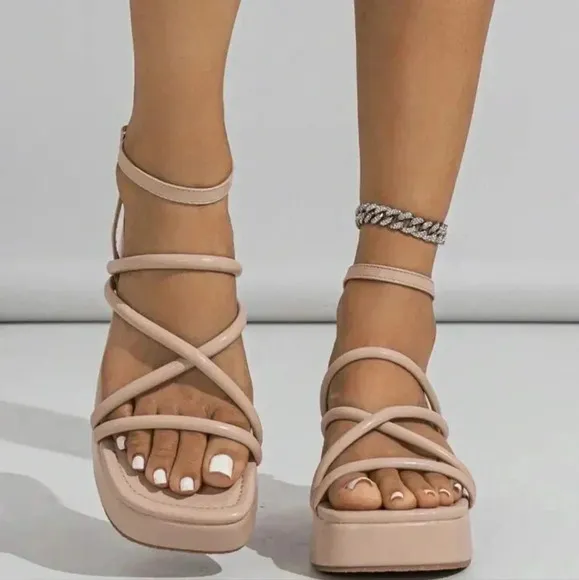 Sandals For Women, Multi Thin Strap Flatform Ankle Strap Sandals