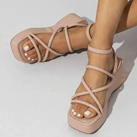 Sandals For Women, Multi Thin Strap Flatform Ankle Strap Sandals