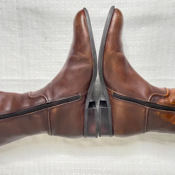 Sandler Women's Brown Leather Boots With Manufactured Distressed Spots
