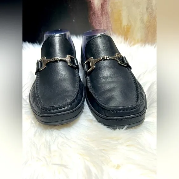 SANDRINO Sandro Moscoloni Men's Black Leather Horsebit Loafers US 9M Spain