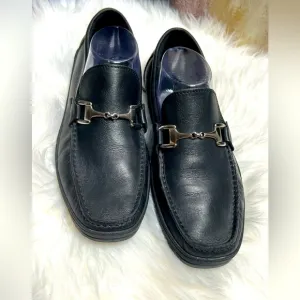 SANDRINO Sandro Moscoloni Men's Black Leather Horsebit Loafers US 9M Spain