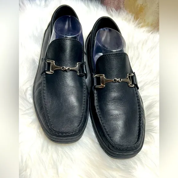 SANDRINO Sandro Moscoloni Men's Black Leather Horsebit Loafers US 9M Spain