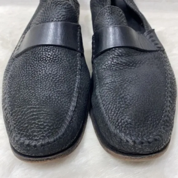 Santoni genuine leather men loafers Size 8.5D color Black