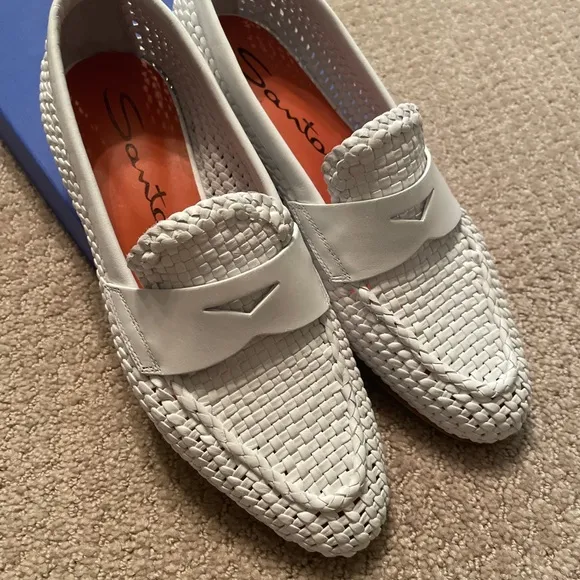 Santoni leather loafers flats 37