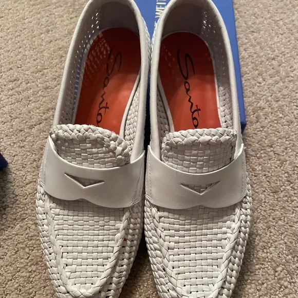 Santoni leather loafers flats 37