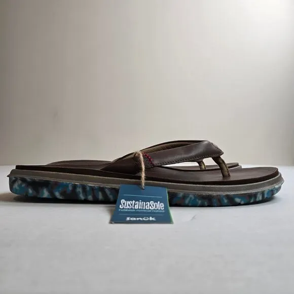 Sanuk Mens Size 13 Rippah Sustainasole x Grateful Dead Leather Sandals Flipflops