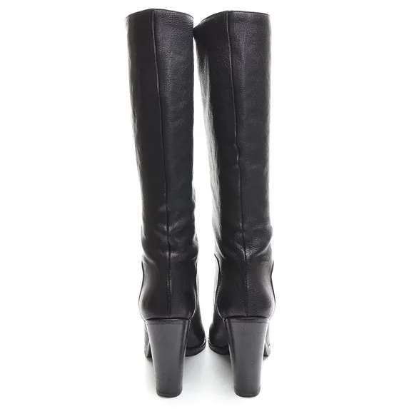 Sartore Paris Black Leather Heeled Knee Boots 36