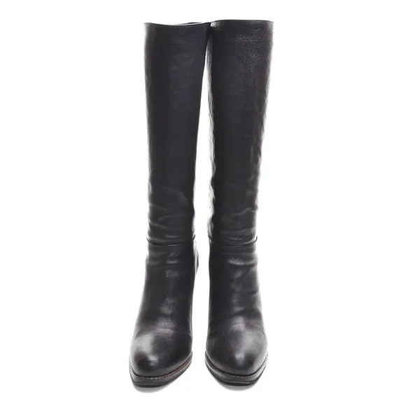 Sartore Paris Black Leather Heeled Knee Boots 36