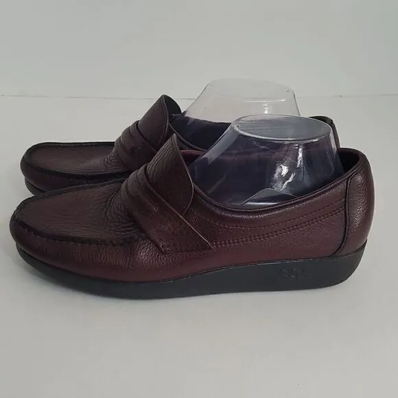 SAS Men's Alamo Leather Slip-On Loafers Burgundy Size 8 1/2M