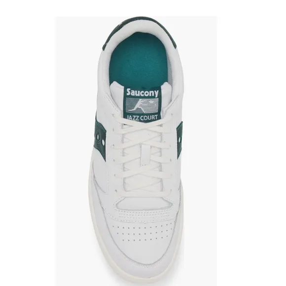 Saucony Originals Jazz Court Sneakers White &amp; Green Leather  Women’s Size 5.5