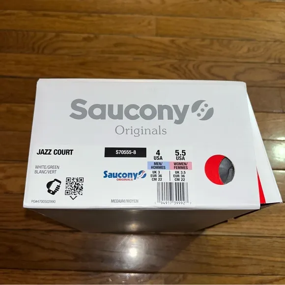 Saucony Originals Jazz Court Sneakers White &amp; Green Leather  Women’s Size 5.5