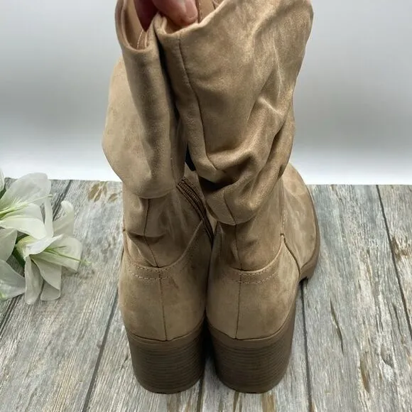 Saxophone Stacked Slough Mid Shaft Boots Shoes Size 11