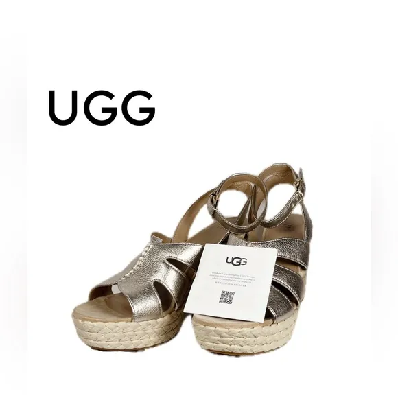 SB17 UGG Women’s Careena Ankle-Strap Espadrille Platform Sandals US Size 9.5 M