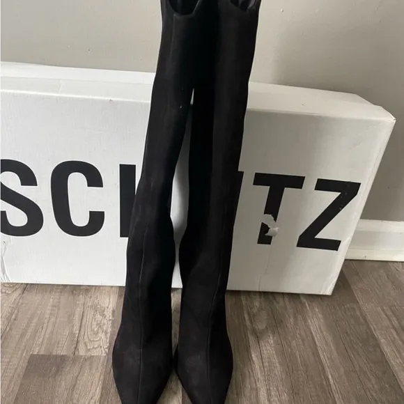 SCHUTZ Maryana Sculpt Black Nubuck Boots