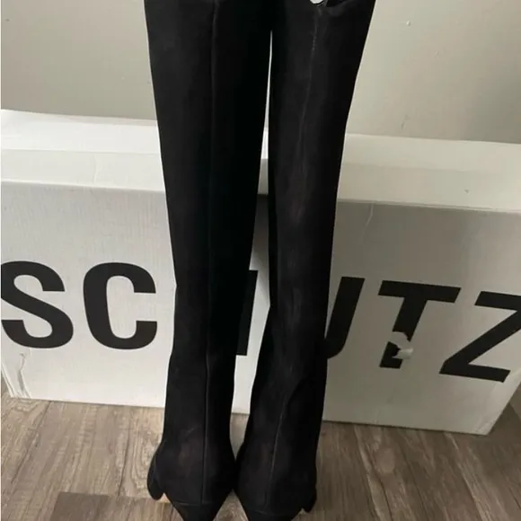 SCHUTZ Maryana Sculpt Black Nubuck Boots