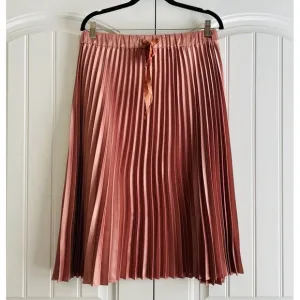 Scotch &amp; Soda NWT Women's Satin Pleated Skirt Midi Length Size L Elastic Waist