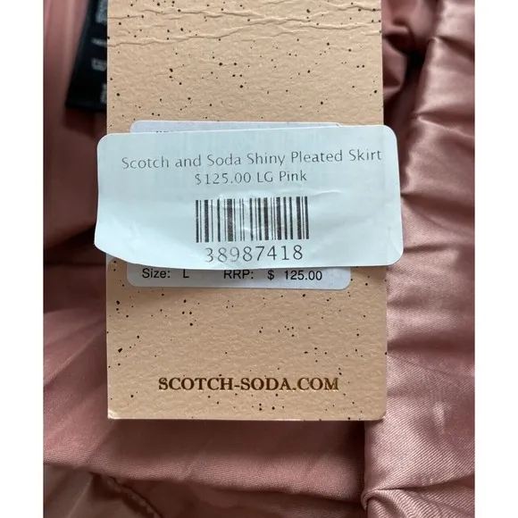 Scotch &amp; Soda NWT Women's Satin Pleated Skirt Midi Length Size L Elastic Waist