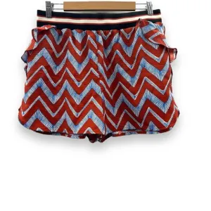 Scotch &amp; Soda Poolside Blue &amp; Red Chevron Stripe‎ Ruffle Shorts Sz L NEW