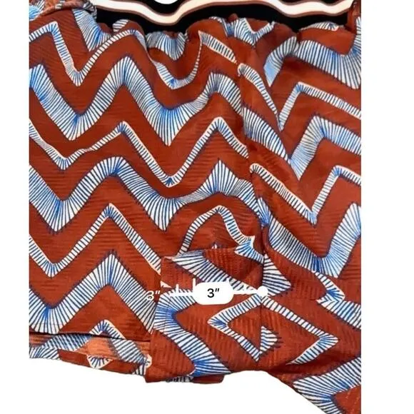 Scotch &amp; Soda Poolside Blue &amp; Red Chevron Stripe‎ Ruffle Shorts Sz L NEW